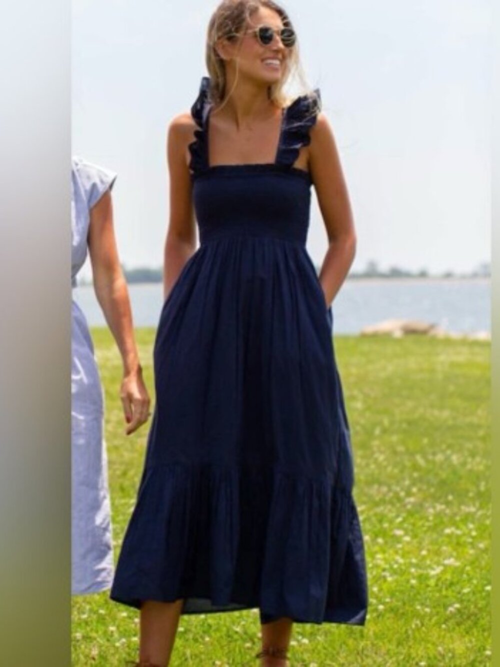 Marea by Liz Joy Sasco Dress in Navy - SMALL NWOT